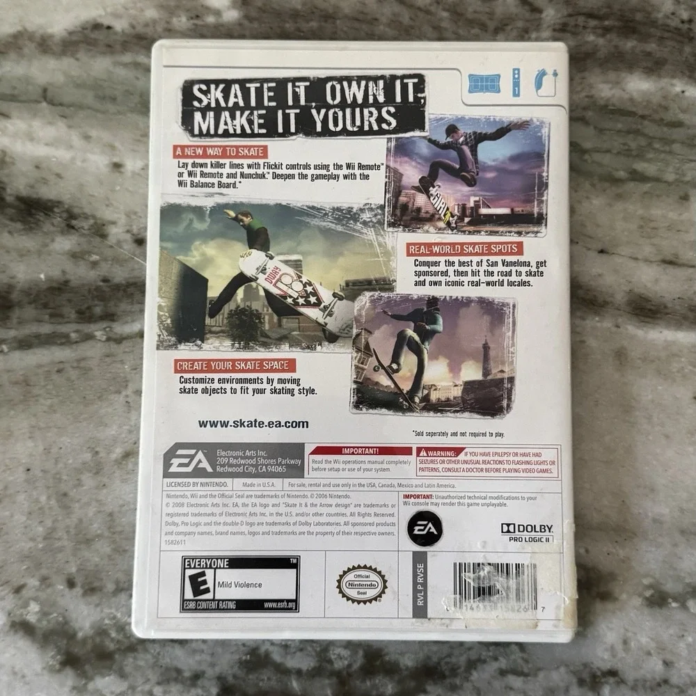 Skate It (Nintendo Wii, 2008)‎ Complete Case Disc Manual - Tested & Working